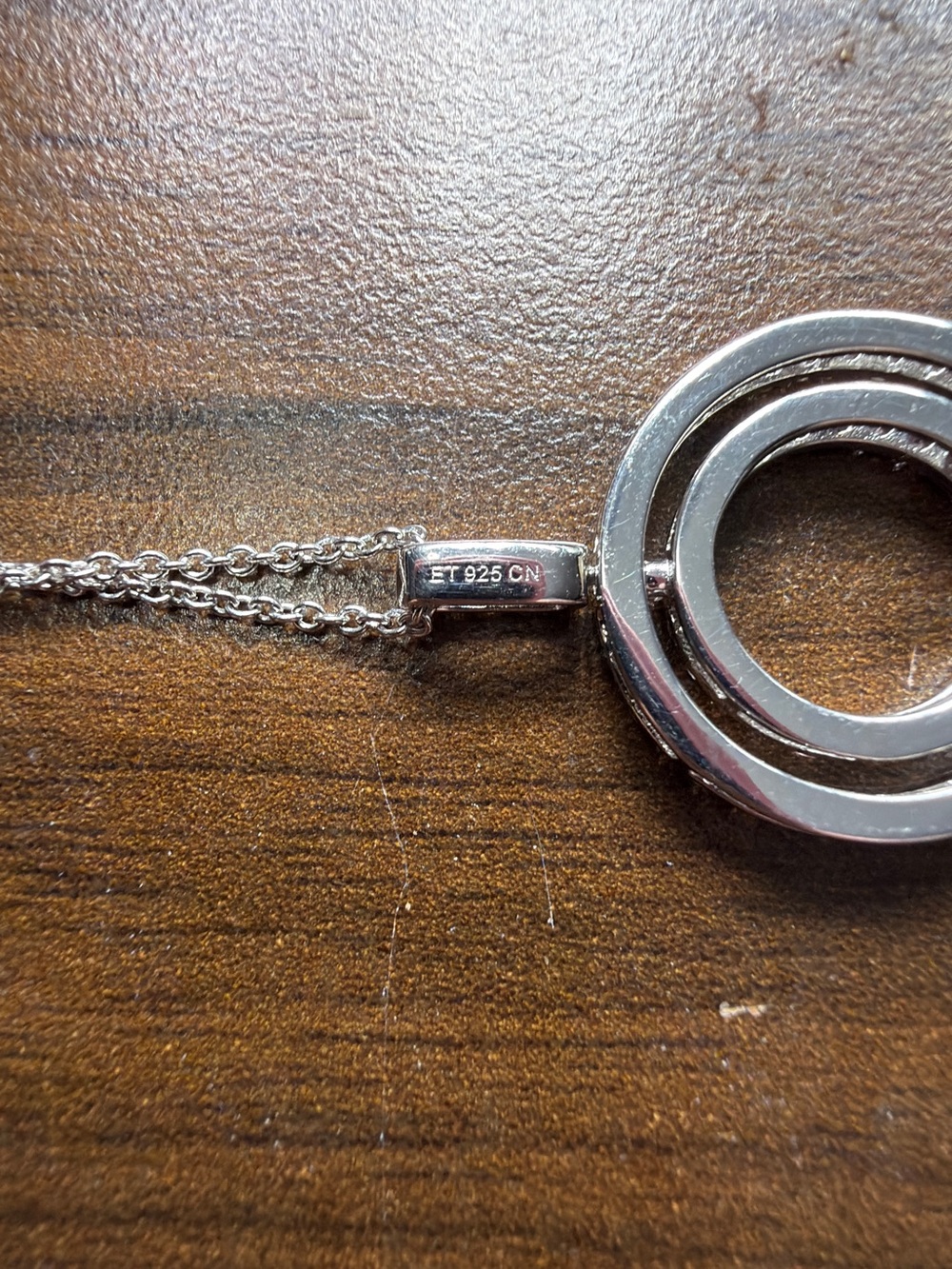 925 Sterling Silver Double Circle Spinning Pendant Necklace - Women Jewelry - Picture 4 of 6